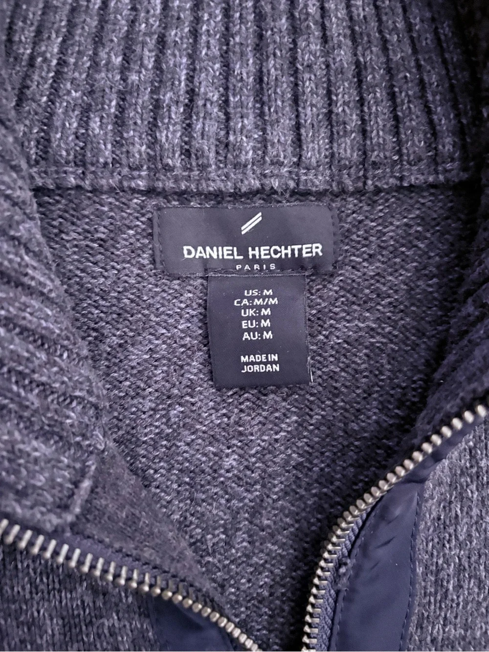 Daniel Hechter full-zip mock neck sweater jacket with ribbed cuffs  Mens M